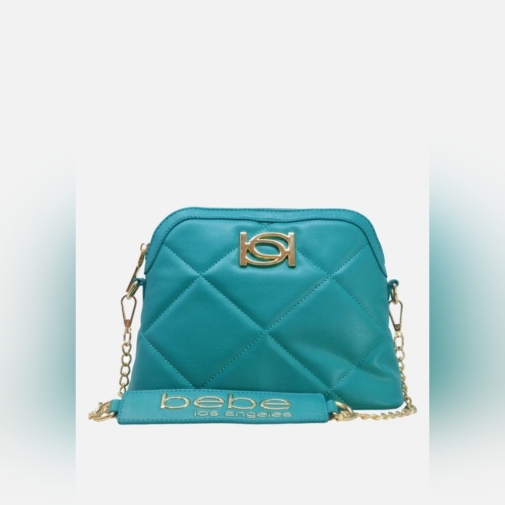 Bebe Gio Dome Quilted Faux Leather Crossbody Handbag Teal NWT
